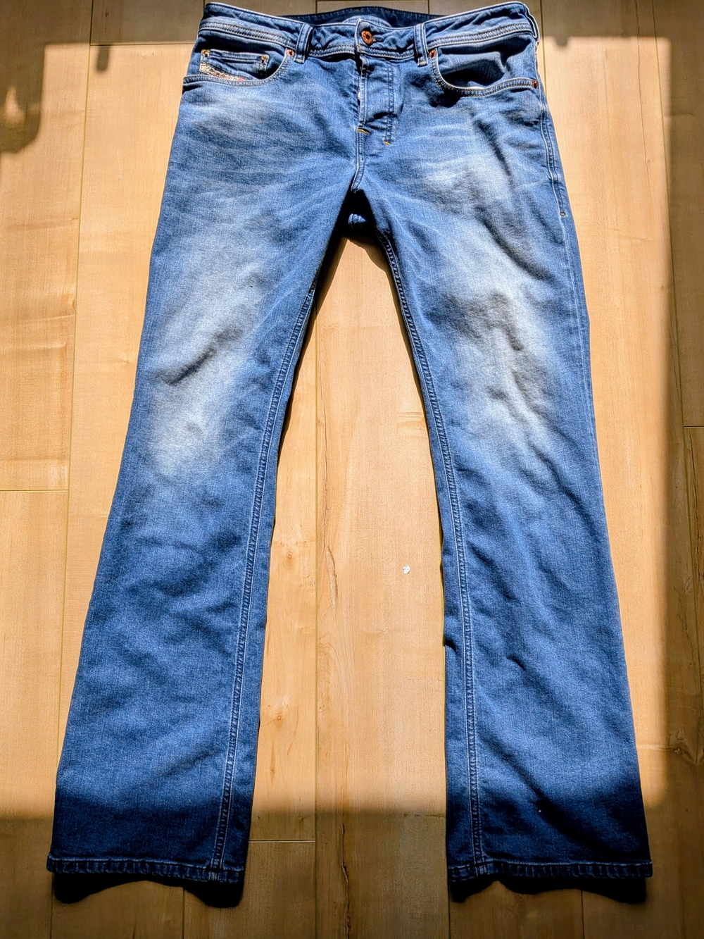 Vintage 00s Y2K Diesel Zatiny Bootcut Jeans - Light Blue Denim Men's Distressed - Picture 6 of 9